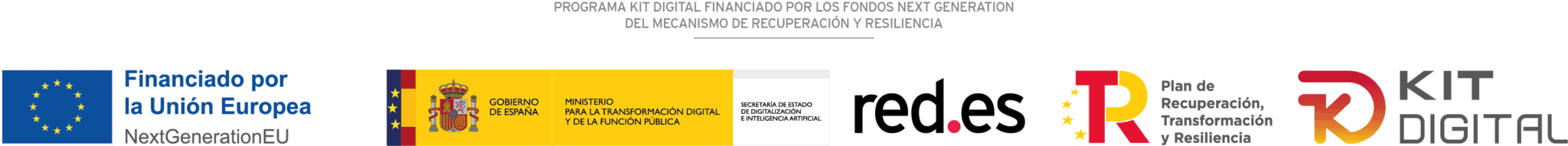 Programa Kit Digital · Plan de Recuperación, Transformación y Resiliencia · Financiado por la Unión Europea (NextGenerationEU)